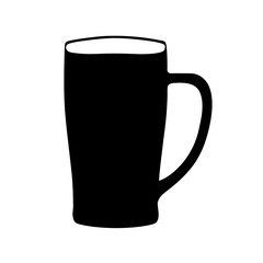 Simple Black Silhouette Illustration of a Large Mug with a Handle