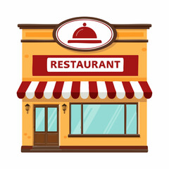 Restaurant Building Facade Vector Illustration. Vector Image