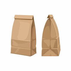 Paper Bags Full and Folded Views. Vector Image