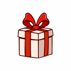 Obraz premium Gift Box with Red Ribbon. Vector Image