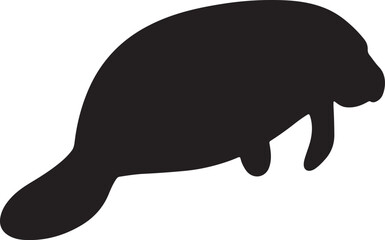 West Indian Manatee Vector Silhouette