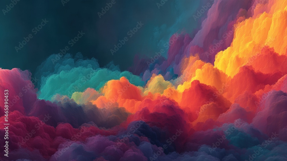 Poster vibrant abstract clouds creating a dreamy colorful background