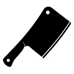 Simple black and white vector silhouette of a meat cleaver design