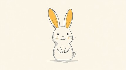 Fototapeta premium Cute cartoon bunny, simple design, ideal for children's books or cards