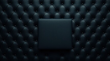 Black tufted leather upholstery with a centered smooth square, creating a luxurious, modern texture and stylish pattern.