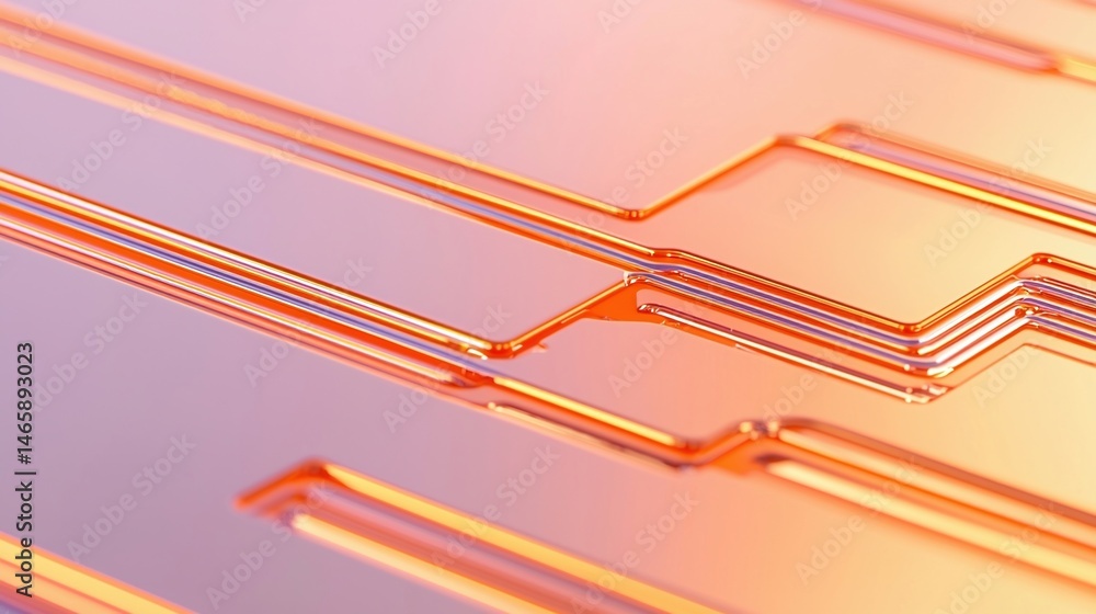 Poster abstract close-up of copper circuitry on a microchip, highlighting modern technology and electronic 