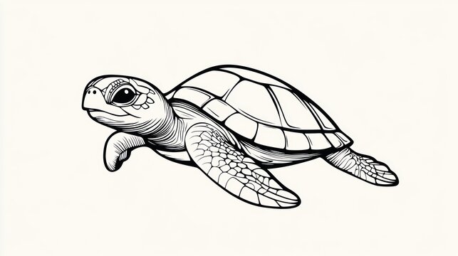 Cute sea turtle line drawing