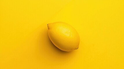 A single lemon on a bright yellow background creates a bold and vibrant minimalist composition.