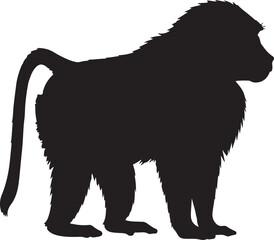 Yellow Baboon Vector Silhouette
