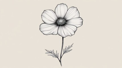 Elegant line drawing of a flower