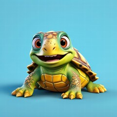 Fototapeta premium an AI Image Generator, Adorable Smiling Cartoon Turtle