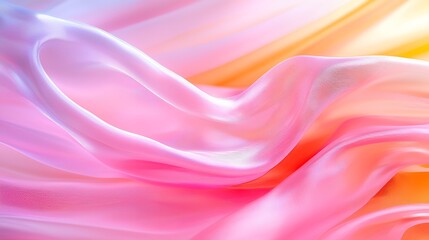 Fototapeta premium Abstract Silk Fabric Flowing with Pink and Yellow Hues