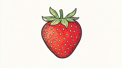 Fototapeta premium Hand drawn illustration of a ripe strawberry