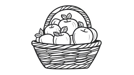 Fototapeta premium Hand-drawn basket of apples