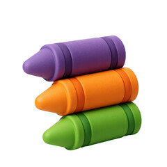 A vibrant stack of three colorful crayons arranged vertically, essential tools for creative expression.