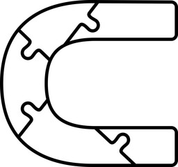 Alphabet Puzzle Piece Line Icon
