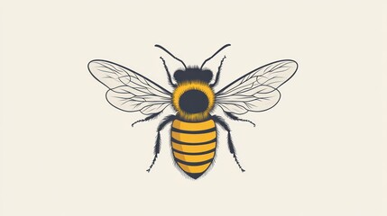 Illustration of a bee, isolated on a light background. Possible use for education or design
