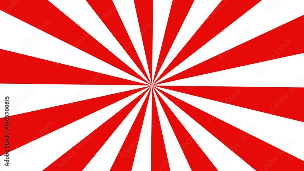 Poster red and white sunburst background animation with radial lines expanding outwards