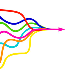 visual representation of multiple colored arrows converging towards the same point or direction in vector graphics would likely depict a sense of unity, focus, or a shared goal.