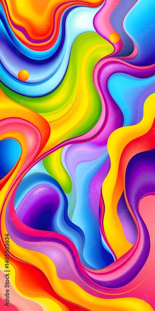 Aufkleber Abstract Color Flow Illustration. Dynamic Shapes Create Movement, And Bright Shades Evoke Feelings Of Freshness. This Vibrant Design Adds A Modern Touch.
