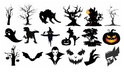 Halloween-themed vector icons are stylized, scalable graphics featuring spooky elements like pumpkins, ghosts, bats, and witches, perfect for adding a festive touch to designs and digital content.



