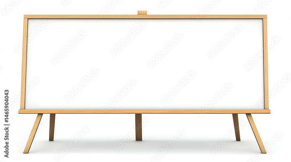 Poster blank whiteboard on wooden easel, isolated on white background. perfect for adding your own text or 