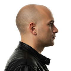 Fototapeta premium Man profile with leather jacket isolated on transparent background