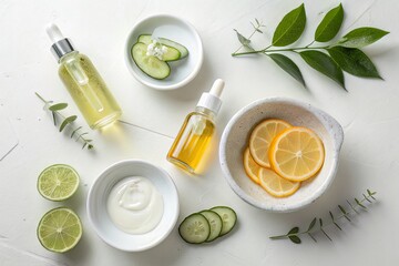 Natural Skincare Ingredients Flat Lay Photography