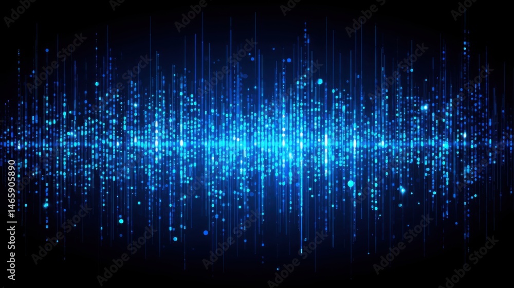 Poster blue abstract design representing digital resonance engine symbolizing smart tone amplifier for enha