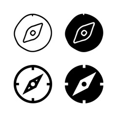 Vector icon set featuring compasses, perfect for navigation and adventure designs.