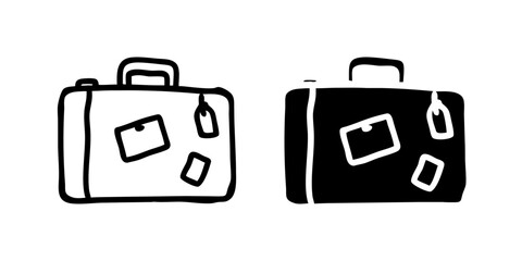 Vector icon set depicting luggage, perfect for travel and vacation designs.