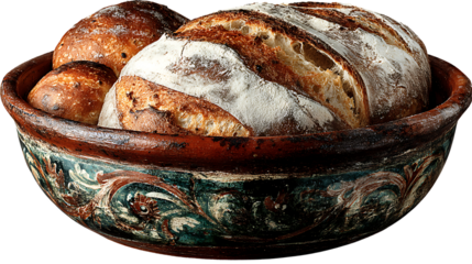 Artisan Bread in Decorative Bowl Rustic Bakery Still Life Photography