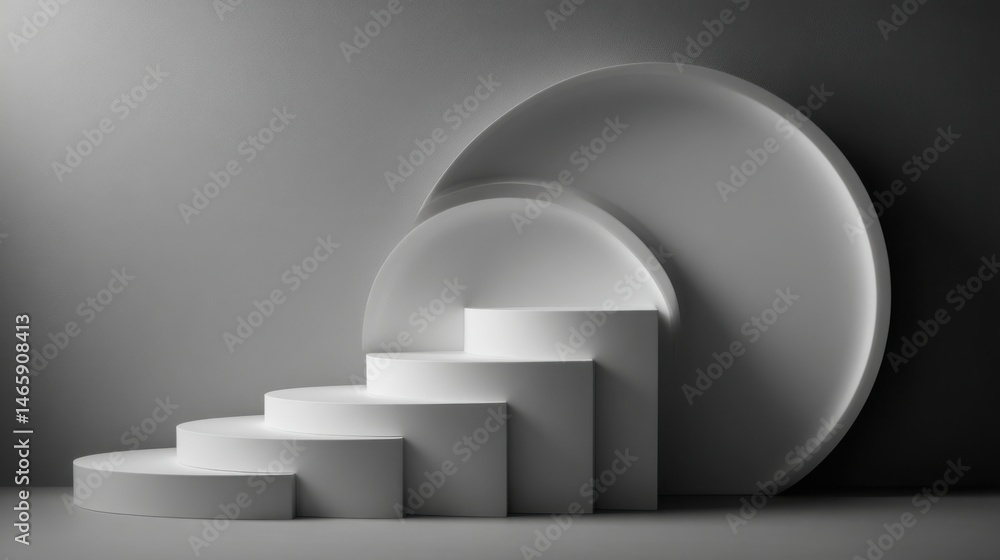 Poster curved fibonacci alignment icon concept representing structured business core and strategic framewor