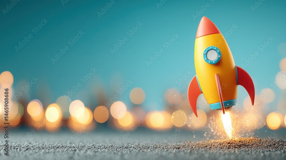 Poster dynamic cityscape representation within fibonacci launch phase icon concept for step-aligned rollout