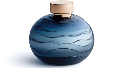 Obraz premium Elegant, spherical perfume bottle with deep blue, wavy design