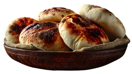 Baked Bread in Wooden Bowl Rustic Food Photography
