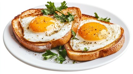 Scrumptious Sunny-Side Up Eggs on Toasted Bread