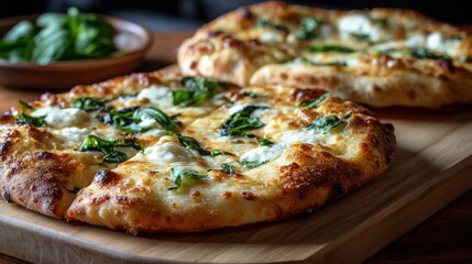 artisan pizza with bubbling cheese