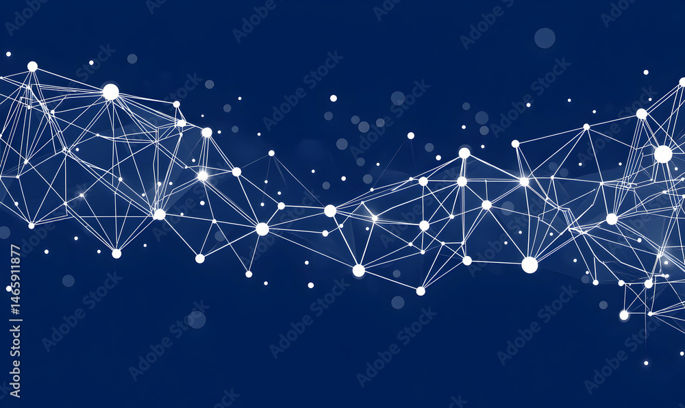 Poster abstract network connection, digital data flow, glowing nodes and lines, futuristic technology backg