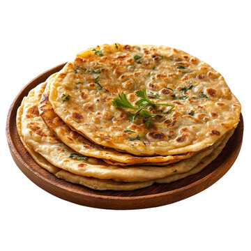 Munghlai Paratha isolated on white Background