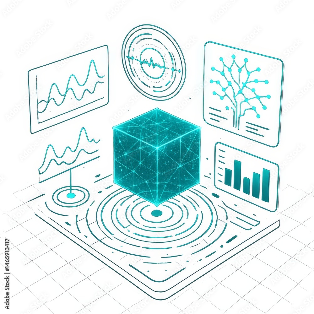 Poster futuristic holographic interfaces for data visualization concept