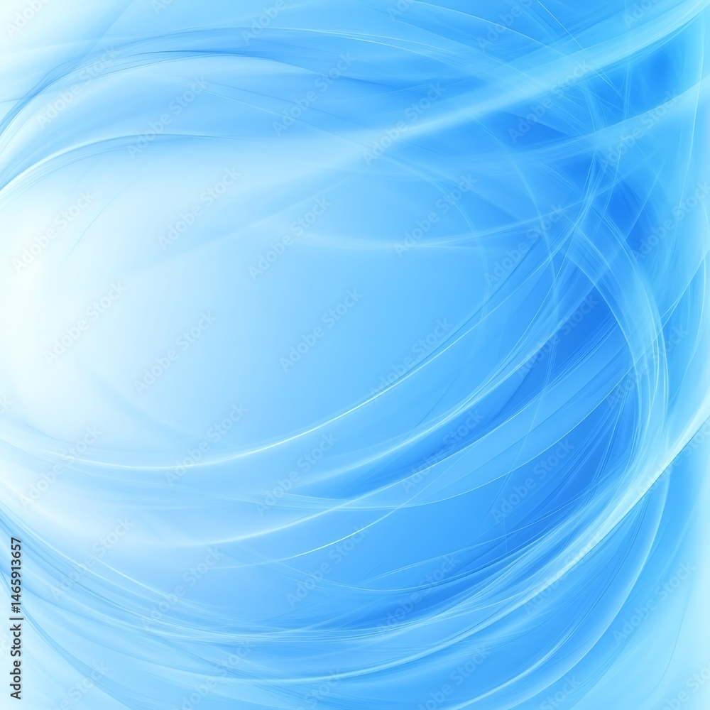 Poster light blue, flowing abstract design. soft, ethereal swirls and curves create a calming backdrop. del