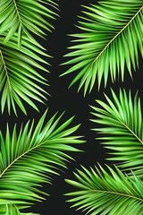 Vibrant green palm fronds elegantly framing a deep, contrasting backdrop