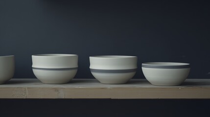 Elegant Ceramic Bowls Pottery Collection Minimalist Design Studio Shot