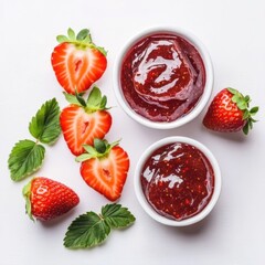 Strawberry Jam in Small Bowls