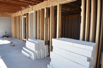 construction site with steel and concrete