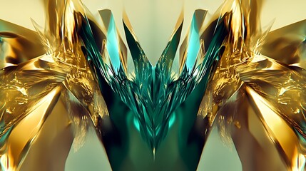Abstract golden and teal symmetrical design