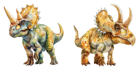 triceratops watercolor vector illustration