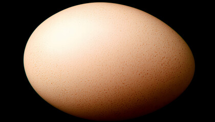 Obraz premium Close-up studio shot of a single brown chicken egg against a black background, showcasing its texture and subtle lighting.