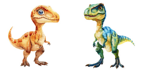 velociraptor watercolor vector illustration